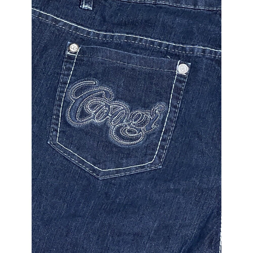 COOGI  Women's  Jeans 34x32 Silver Embroidered Logo‎ Y2K Dark Wash - Picture 5 of 6